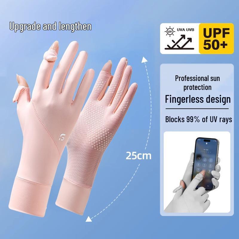 

Free Shipping: Anti-UV Ice Silk Touchscreen Gloves - Summer Cycling, Non-Slip Design, Two-Finger Sleeves