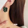 French Diamond Emerald Retro Round Earrings - Luxury Fashion