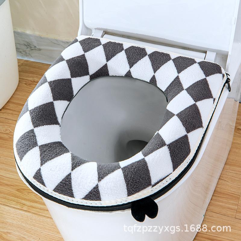 

Four Seasons Universal Toilet Cover Winter Toilet Cover Waterproof Toilet Cushion Zipper Home Furnishing сірий колір