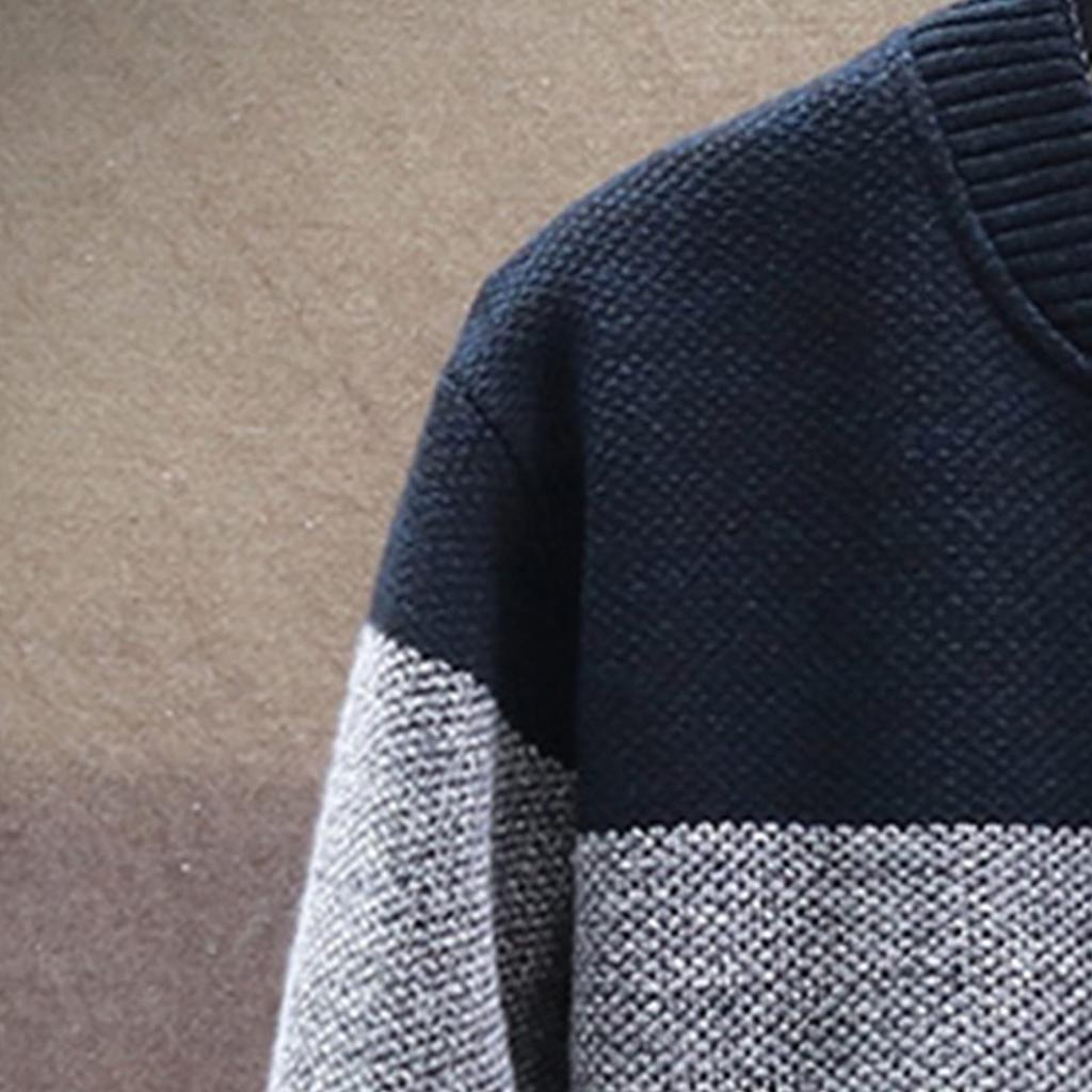 Men's Cardigan Sweaters Knitted Full Zip Collared Regular Fit Jacket Casual Color Block Baggy Winter Warm Coat