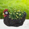 Flower Pot Hen Shape Resin   Pot with Auto Light Sensing Solar Light for Outdoor Garden