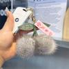 Trendy Red Cherry Pendant Natural Fur Keychain for Women Cute Bag Charms Decorations Jewelry Key Ring Car Key Accessories Gift