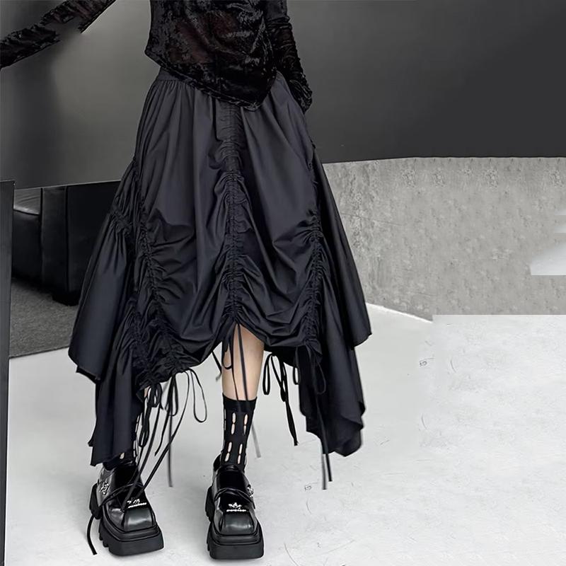 

XITAO Drawstring Irregular Elastic Waist Skirt ZMY1080 One Size чорний