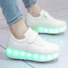 Four-wheeled new runaway shoes, beginner roller skates, children's and adolescents' wheel shoes, LED charging, luminous shoes