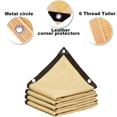 Beige Shade Mesh Wrap-Around Perforated Shade Fabric Thickened Heat Insulating Mesh Summer Outdoor Sun Shade Sail