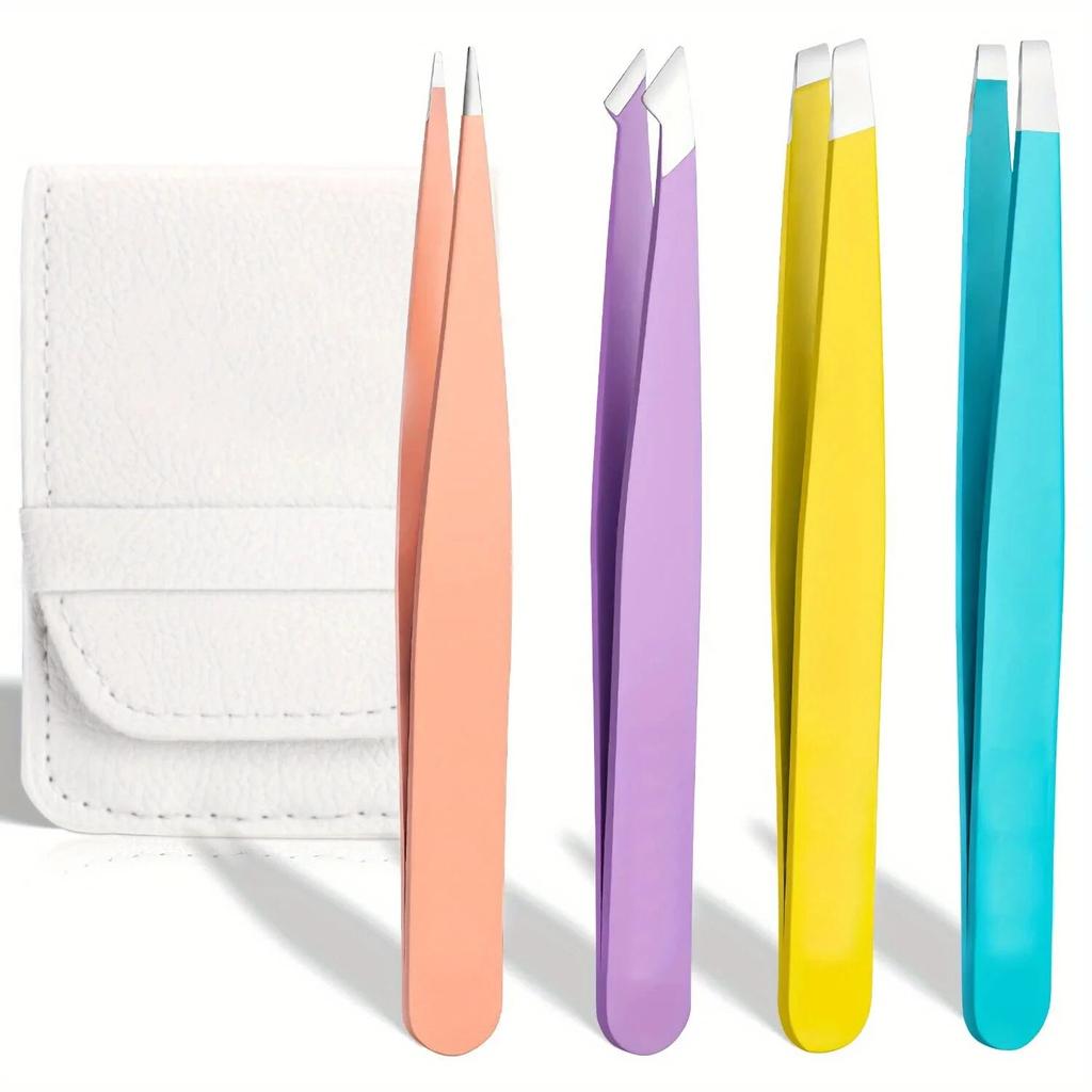 Colorful Eyebrow Tweezer Hair Beauty Fine Hairs Puller Stainless Steel Slanted Eye Brow Clips Removal Makeup Tools