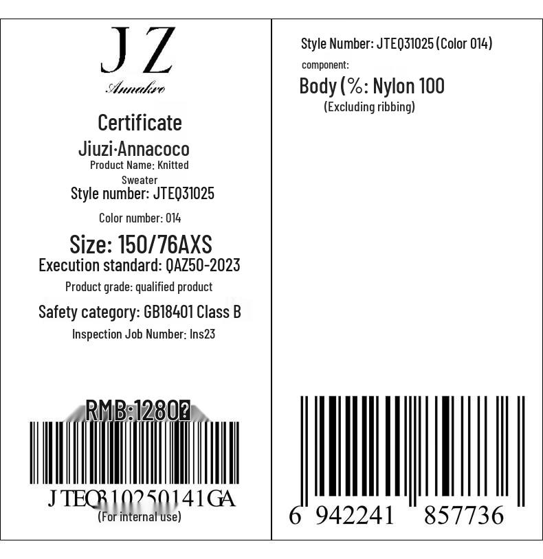 JUZI ANNAKO Women's Loose Two-Tone Round Neck Knit Sweater