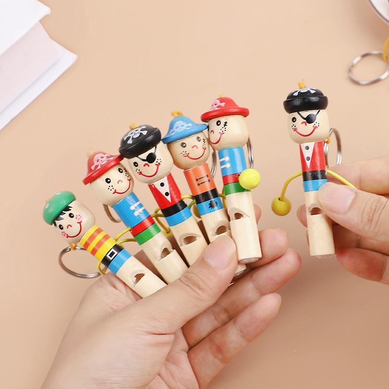 12Pcs Wooden Pirate Whistles Musical Instrument Toy for Kids Birthday Party Favors Baby Shower Gift Halloween Pinata Fillers