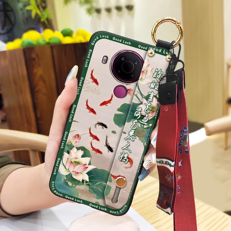 Schmutzabweisende Strapazierfähige Handyhülle Für Nokia 5.4 Für Mama Chinesischer Stil Mode Silikon Staubdicht Umhängeband Ältere Dame