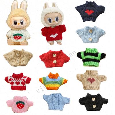 Vestiti Accessori Outfit per Bambola Mini per Labubu per Bambola Elf Maglione di Natale Lavorato a Maglia Amore intrecciato tinta unita Babbo Natale Vestiti