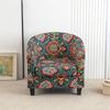 European Printed Semi-circular Single Sofa Cover Thickened Segmented Internet Cafe Slipcover Hotel Coffee Shop Elastic Anti Slip Home Protective Cover