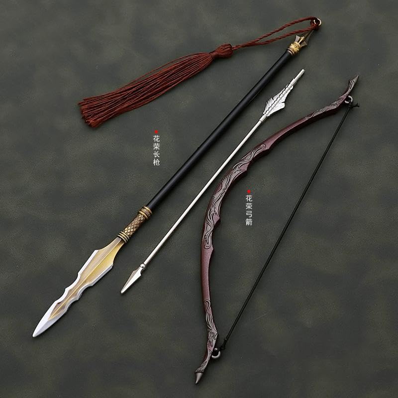 [Nekogamiyama] Suikoden Warlord Heldenwaffe Hanaei Speer 22cm Lang & Pfeil und Bogen 18cm Lang / Miniaturfigur Sammlerdeko