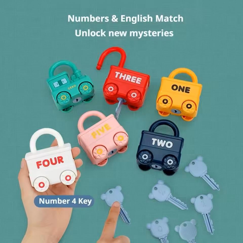 Car Shaped Puzzle Matching Lock Toy With Key For Children Educational Intellectual Development Cognition Buckle Unlocking Game