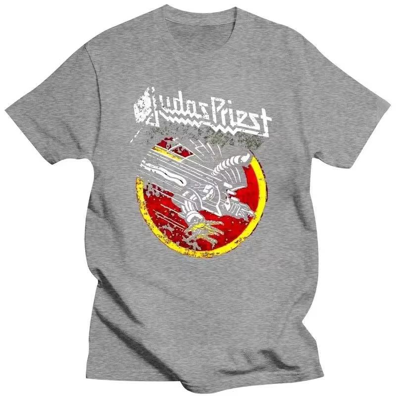 Judas Priest Tshirt Cool Black Pattern Printed Retro Band Tshirt for Men and Women Summer Pure Cotton Comfortable Casual Top