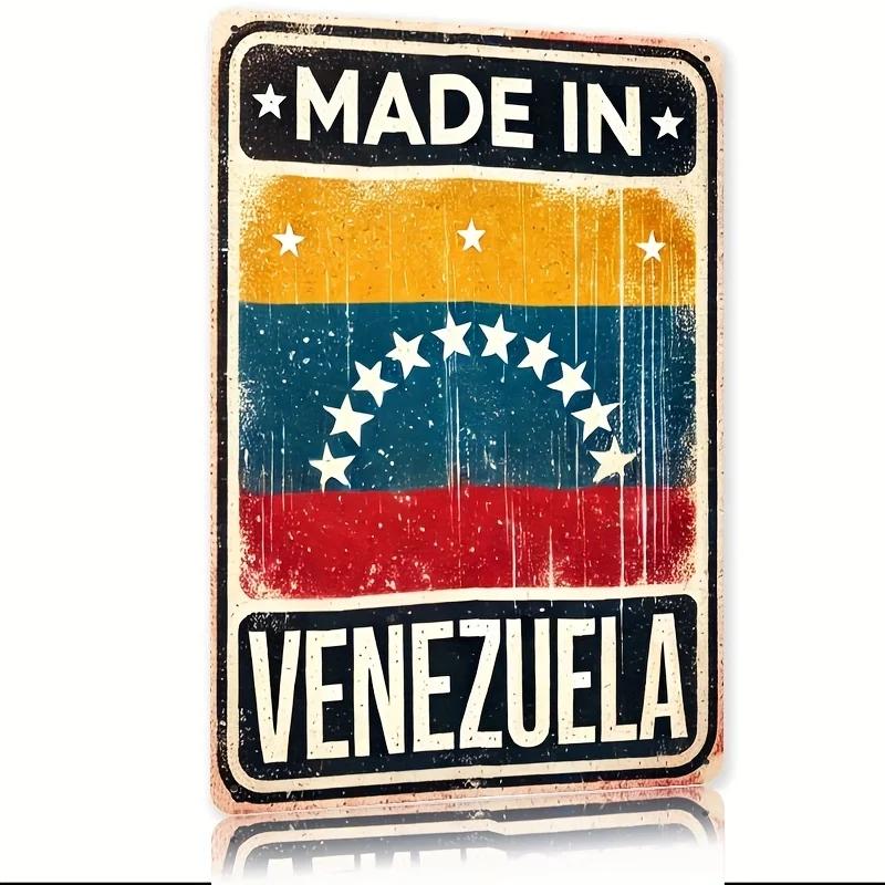 

Made in Venezuela Metal Sign Colorful Striped Design with Stars Durable Iron Wall Art for Home Office Bar Cafe Decor 20x30cm（7.8x11.8inch）