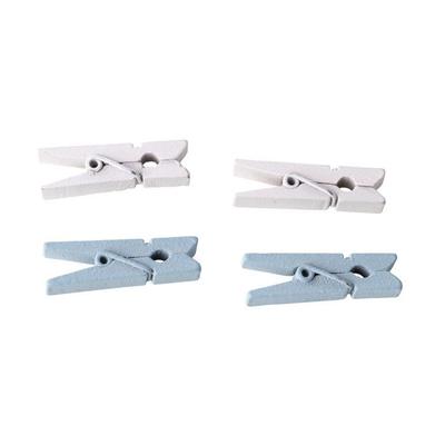 Assorted Wooden Clothes Pegs, Light Blue, White, 35mm, 26 Pcs