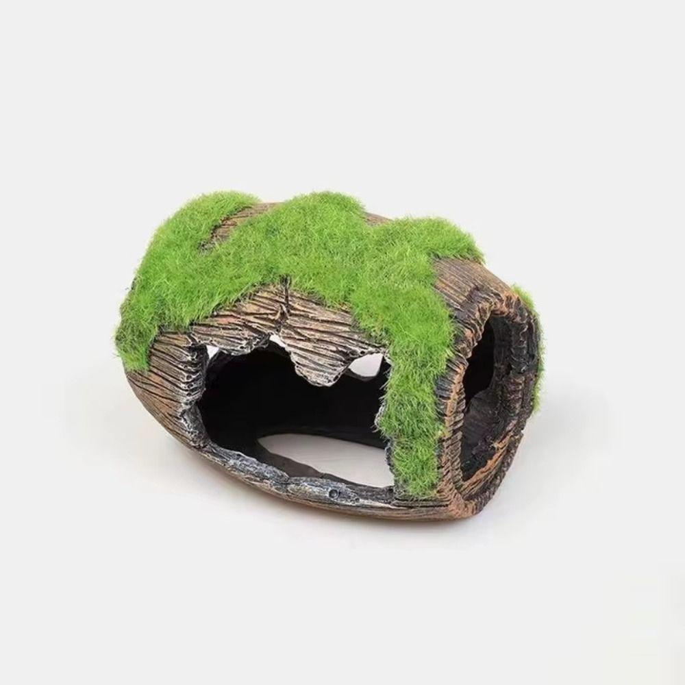 Creative Artificial Antique Barrels Resin Moss Broken Bucket Reptile Hiding Cave  Desktop