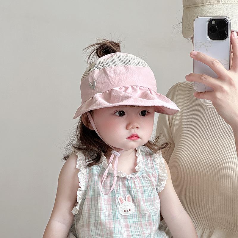 Baby hat spring and summer empty top hat children's thin quick-drying breathable big-brimmed sun hat sun hat Korea