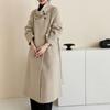 Solid Color Extended Stand-up Collar, Shoulder Sleeves, Laces, Wool Double-sided Cashmere Coat, High-end Temperament, Woolen Coat for Women
