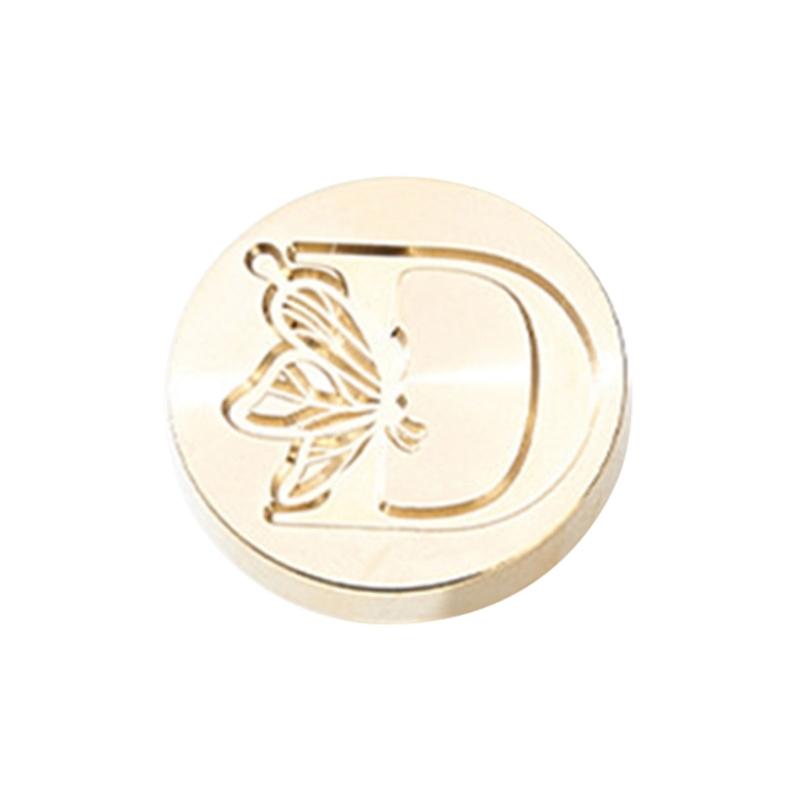 Butterfly Letter Pattern Wax Seal Stamp Head Metal Wax Stamp Head for Valentines Card Birthday Card Invitations Envelope
