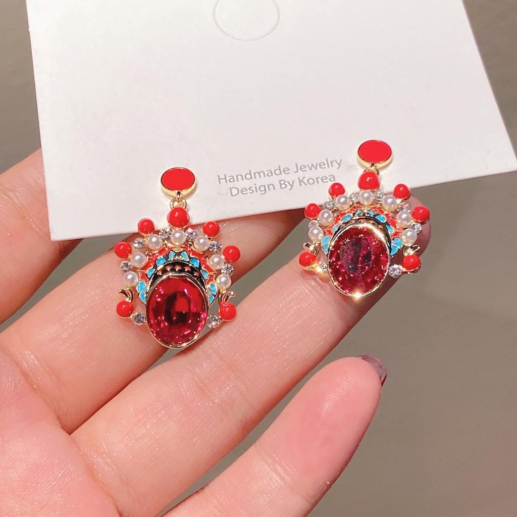 Chinese Style Earrings, Ethnic Style New Year Red Earrings, Female Silver Needles, Earrings, Copper Plated Genuine Gold, Personalized Jewelry