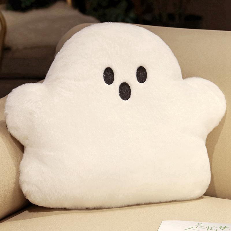 Cute White Ghost Plush Pillow - Soft Huggable Boo Plushie for Halloween Decor Kids Room, Cosplay Props Christmas Gift Home Decor