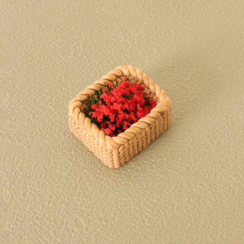 1:12 Dollhouse Miniature Bamboo Weaving Flower Basket Plant Ornament Mini Green Plant Pot Potted Garden Home Model Decor