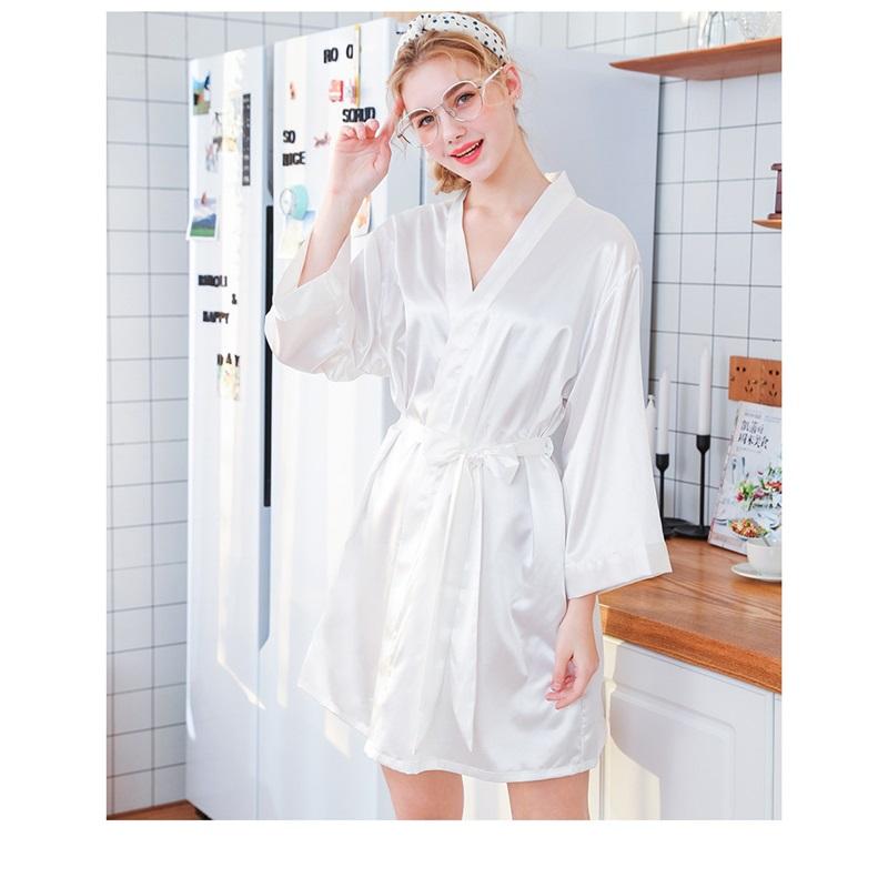 Womens Silk Ice Silk Nightgown Bridal Robe Embroidered Cardigan Robe Luxury Sleepwear Elegant Wedding Gifts