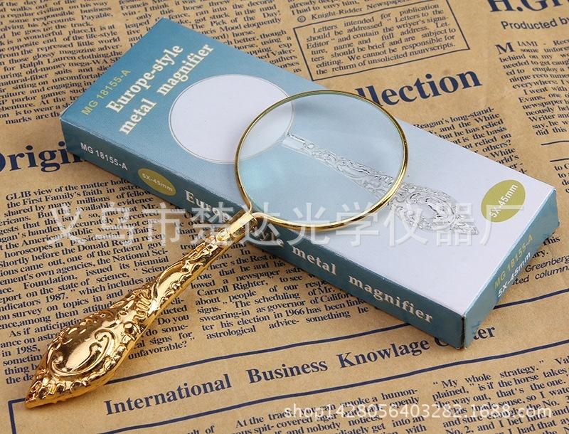 Russian Style 5X Gold Glass Lens Flower Handle High-grade Reading Magnifying Glass Embossed Handle
