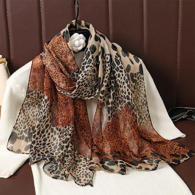 50X160Cm Echarpe Fine En Mousseline De Soie Imprimee Leopard Pour Femmes Musulmanes, Chales Hijab, Enveloppes Respirantes