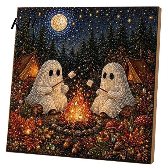 Juvelierte Wanddekoration Halloween Kunst mit Kunstperlen DIY-Set, Gruselig Süßes 3D Perlenmalerei Basteln Dunkle Ästhetik Basteln für Erwachsene Anfänger, Saisonal