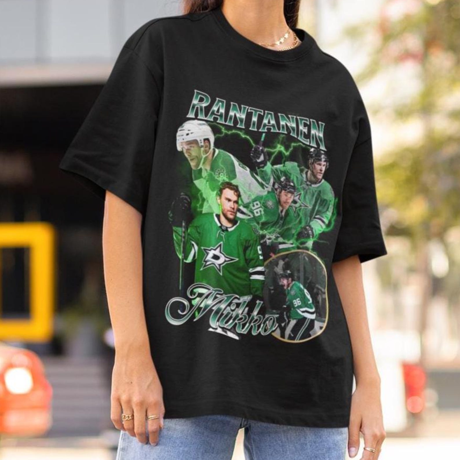 Mikko Rantanen Stars Shirt Vintage 90s Dallas Stars NHL Hockey Design Retro Bootleg Gift Classic Graphic Tee Unisex T-Shirt Limited Edition S