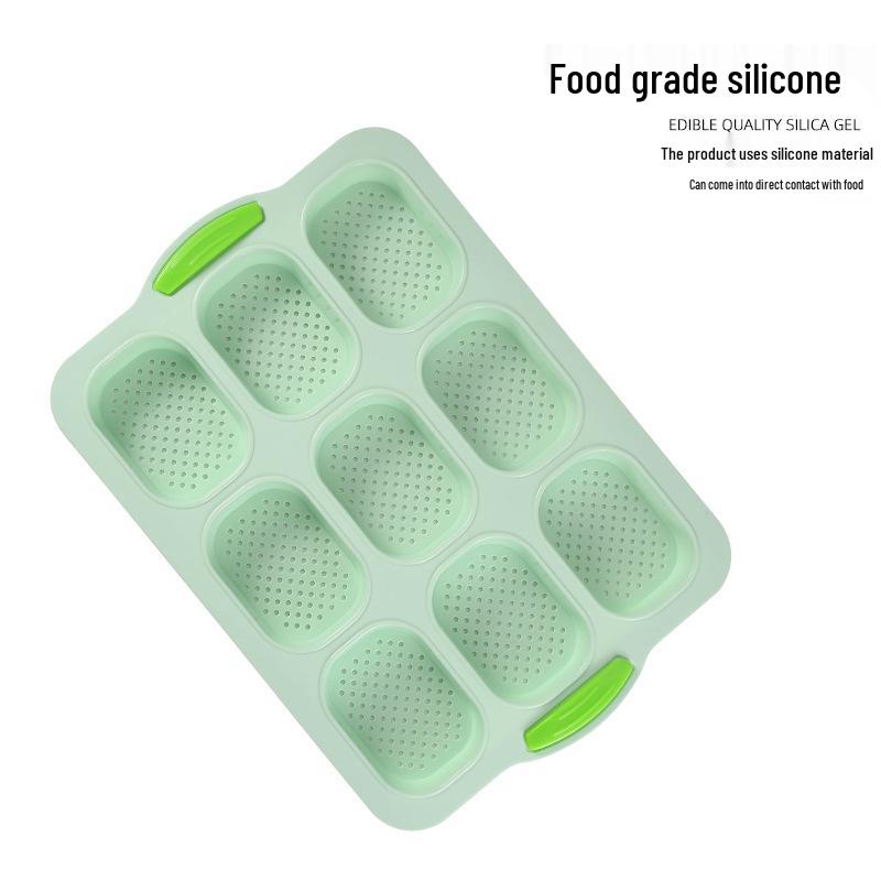 9-Cavity Non-Stick Silicone Oval Baguette Cake Mold for DIY Bread and Baking