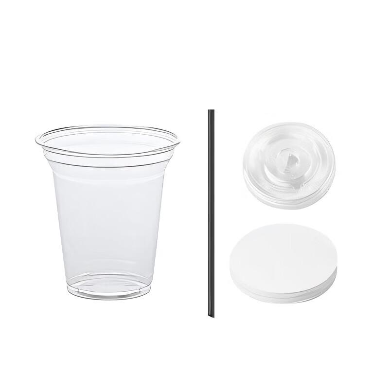 CLITON Disposable Transparent Plastic Cups with Lids