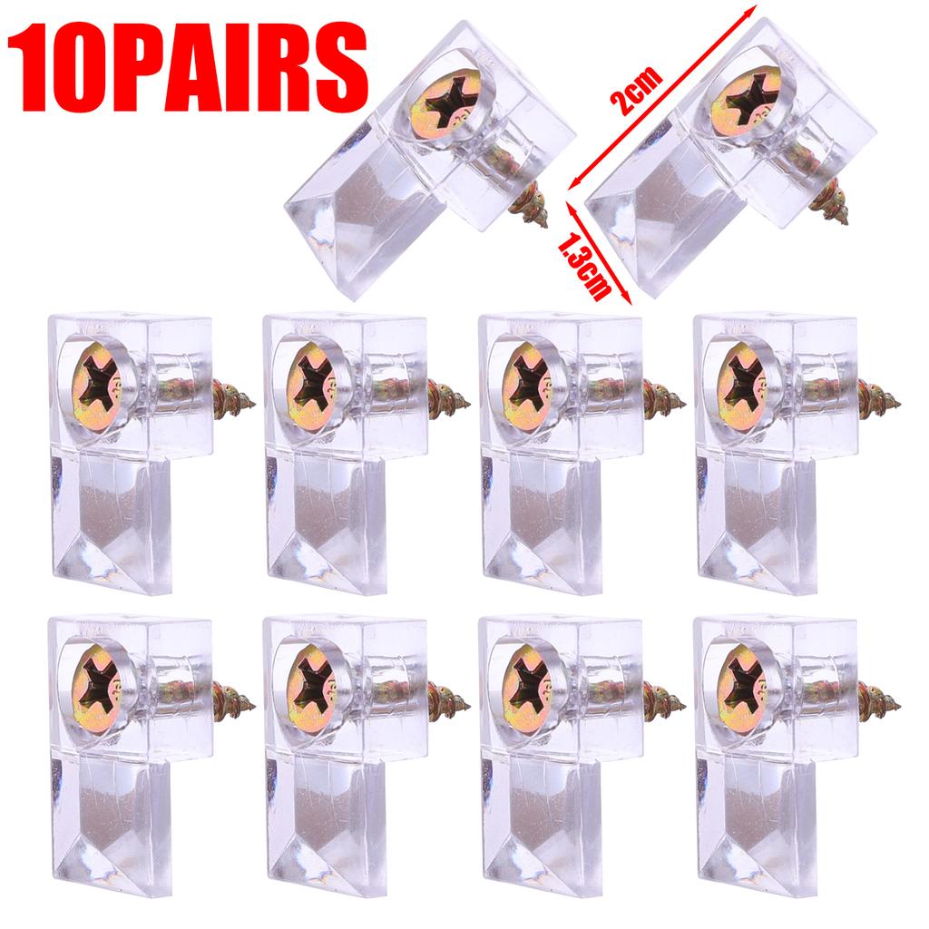 10-200Pcs Glass Retainer Clips Kit with Screws for Fixing Glass Cabinet Doors Windows Home Improvement Hanging Hardware Tools
