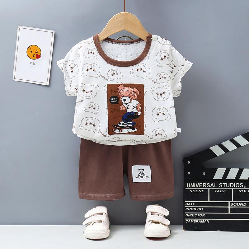 Korean Style Summer Cotton Outfit: Boys' Shorts and Girls' Short-Sleeve Set