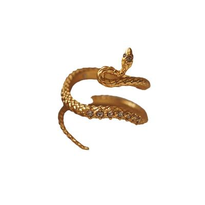 New Fashionable Niche Design Golden Snake Retro Ring with Adjustable Opening