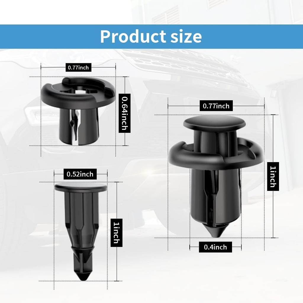 Honda 20Pcs Fender Liner Clips, 10mm Black Nylon Push-Type Retainer Clips for CR-V, Accord, Civic, Acura 91503-SZ3-003