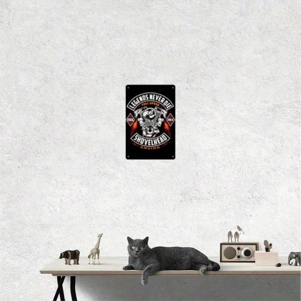 Shovelhead Legendz 1965 Metal Wall Art Red Flame Garage Decor Legends Never Die Sign