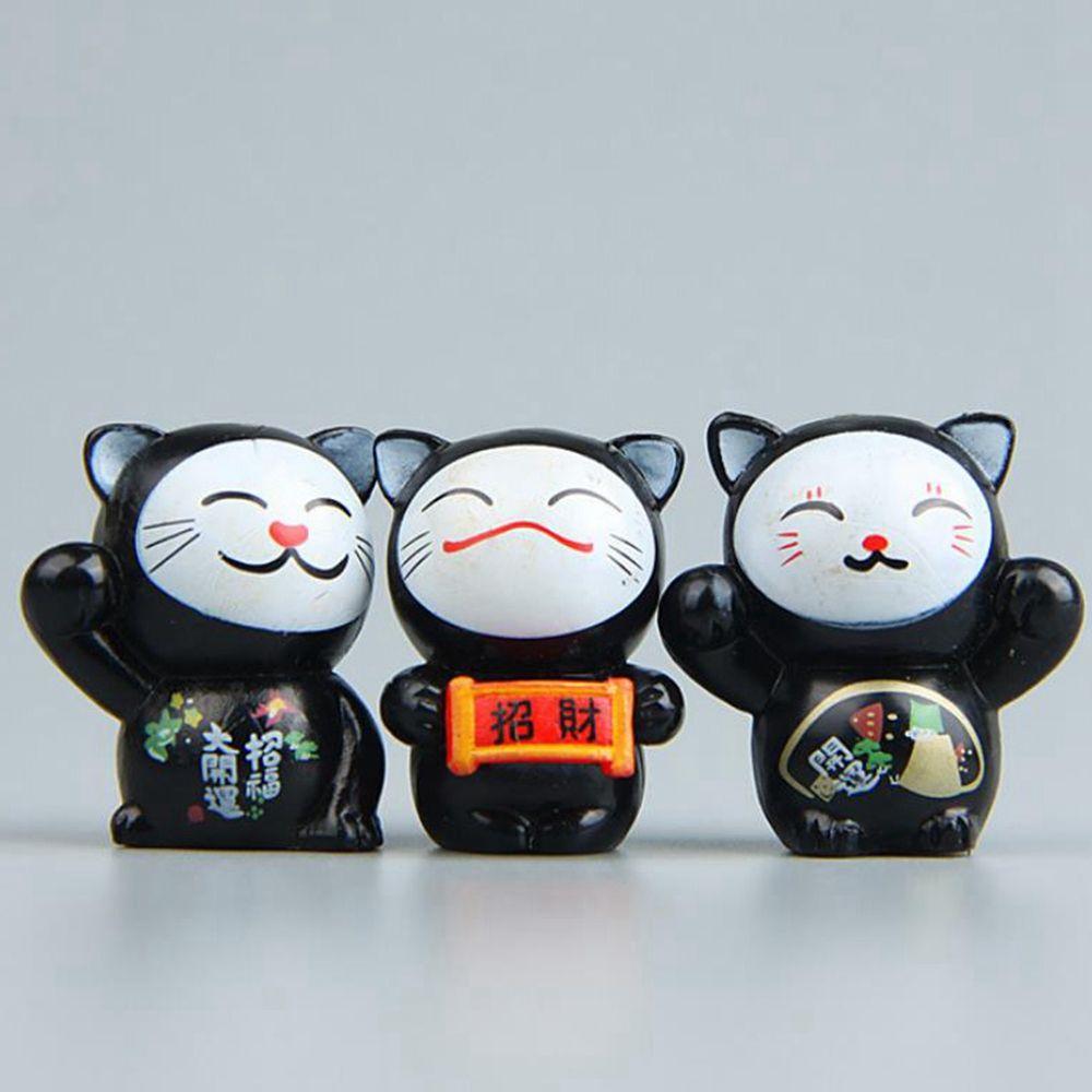 Lucky Cats Car Ornament Micro Landscape Fairy Garden Decor Dollhouse Ornament Figurine Miniatures