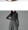 Women's High-Waisted Woolen Wide-Leg Plaid Pants with Velvet Lining for Autumn/Winter – Petite Casual Style.