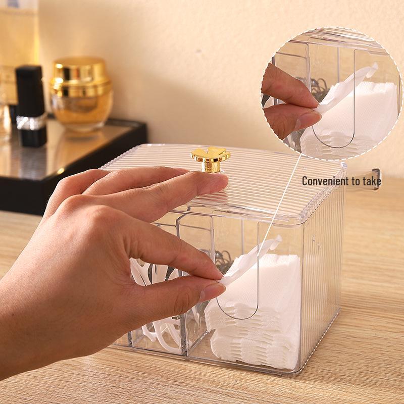 Dustproof & Waterproof Cosmetic Cotton Swab Storage Box with Cover for Dressing Tables