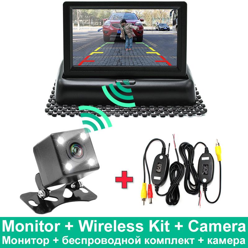 

GreenYi 3 в 1 беспроводной автомобильный монитор заднего вида с камерой видеосистема, складной парковочный монитор с камерой заднего вида