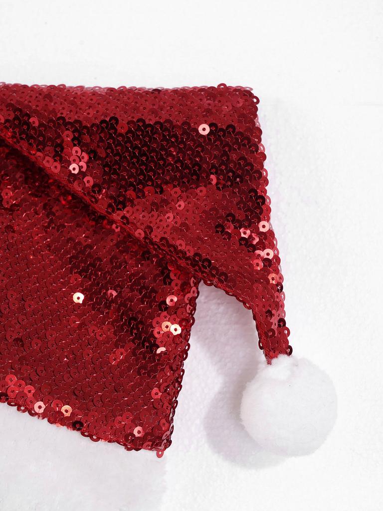 Julebordkjole for jenter Ermeløs Paljettdesign Matchende Hattsett Danseopptredelseskostyme