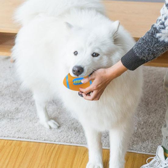 Dog Bite Toy Rugby Shape Cleaning Tooth Soft Latex Toy Puppy Chewing Ball Toy Dog Toy
