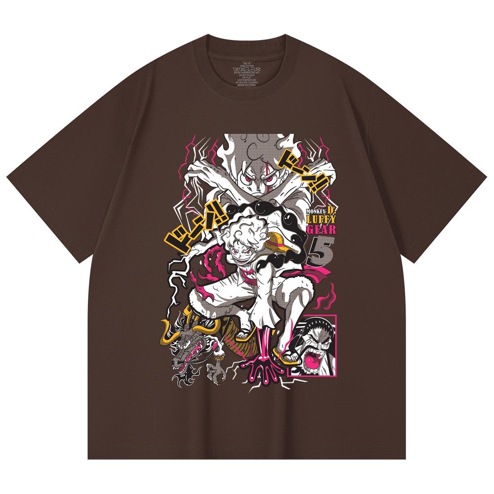 230 Gsm 100% Cotton One Piece V23 Luffy Gear Print Unisex Heavy Cotton T Shirt