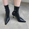 2025 Autumn and Winter New European and American Fashion Internet Celebrity Pointed Head Thin Heel Fashion Thin Temperament High Heel Short Boots