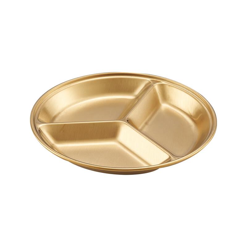 ZISIZ Golden Stainless Steel Three-Compartment Condiment Dish