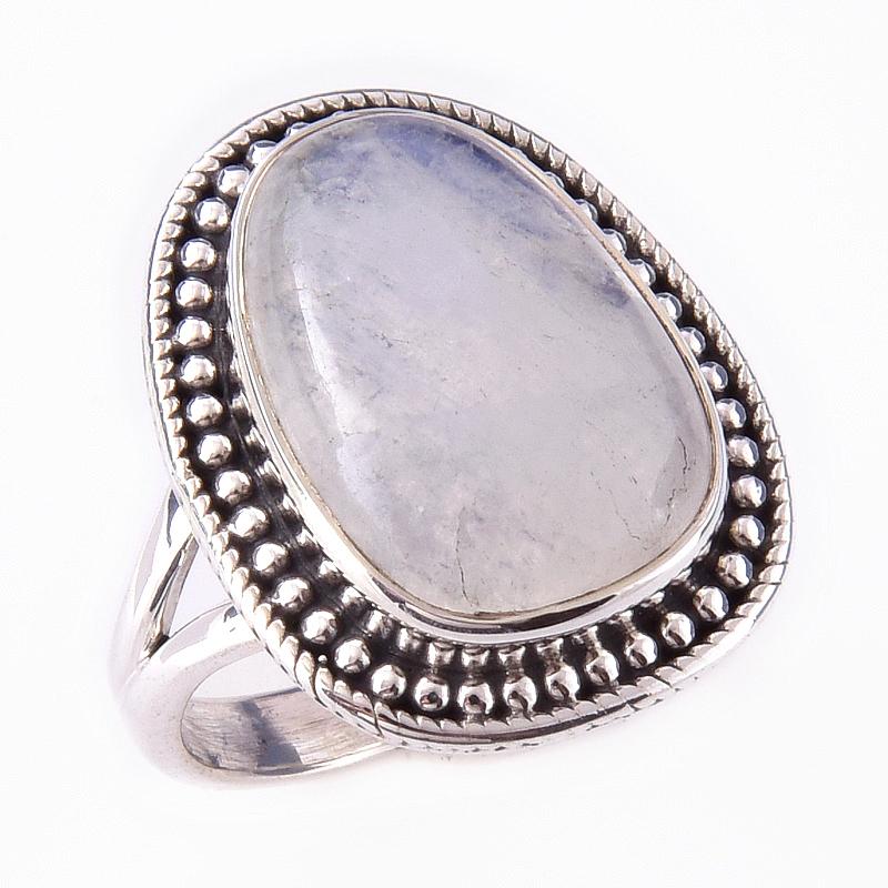 Natural Rainbow Moon Stone Gemstone Handmade 925 Sterling Silver Ring S.6 k5W27