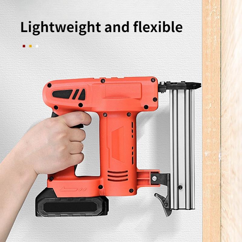Household Cordless Electric Nail Gun Rechargeable F30 Straight Nailing Machine Handheld Woodworking Power Tool